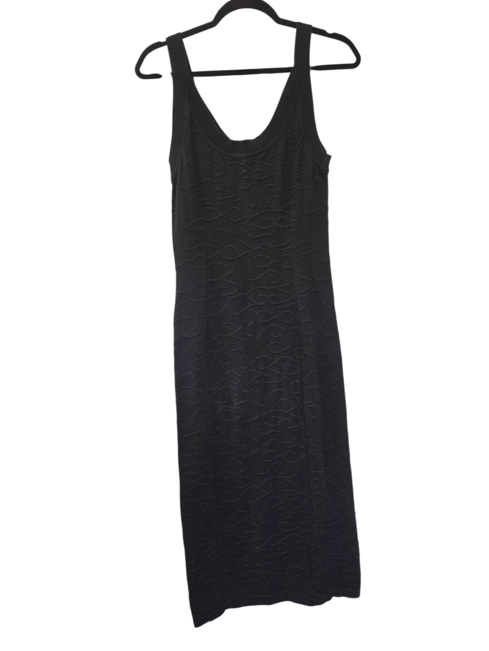 Peruvian Connection Textured Black Scoop Neck Sleeveless Midi Dress Size Small